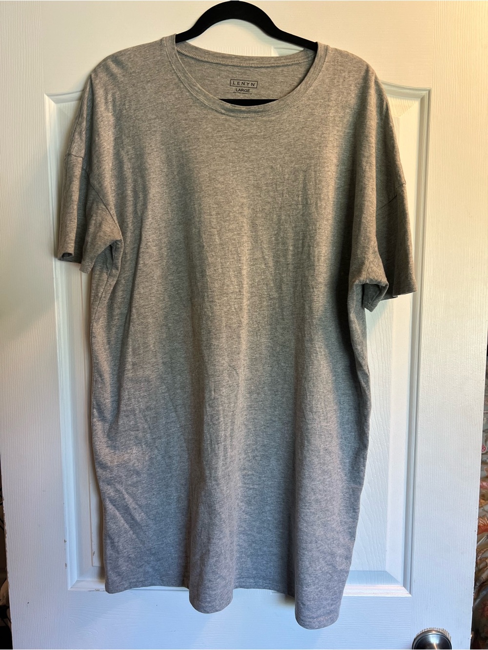 Oversized Crewneck Short Sleeve Tee Dress - Heather Gray